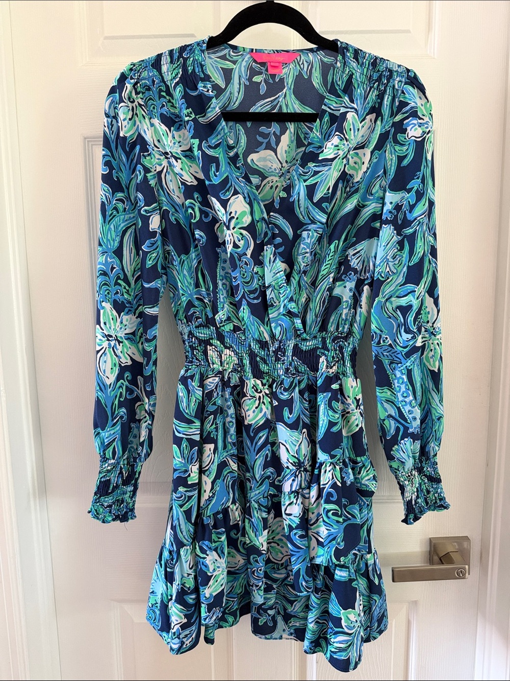 Lilly Pulitzer Blue & Teal Floral Long-Sleeve Mini Dress